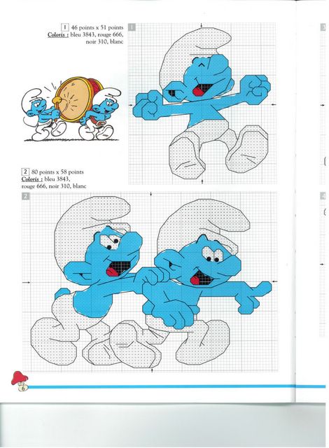 Schema punto croce Grilles des schtroumpfs (1)